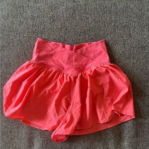 High-Waist Coral Pink Flow Skort